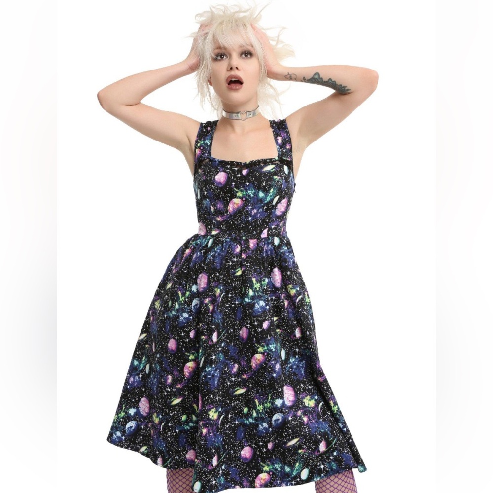 NWOT Planet Print Fit & Flare Dress